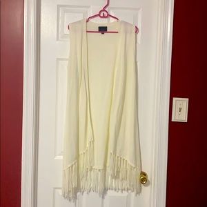Cream Luniere fringe sweater vest
